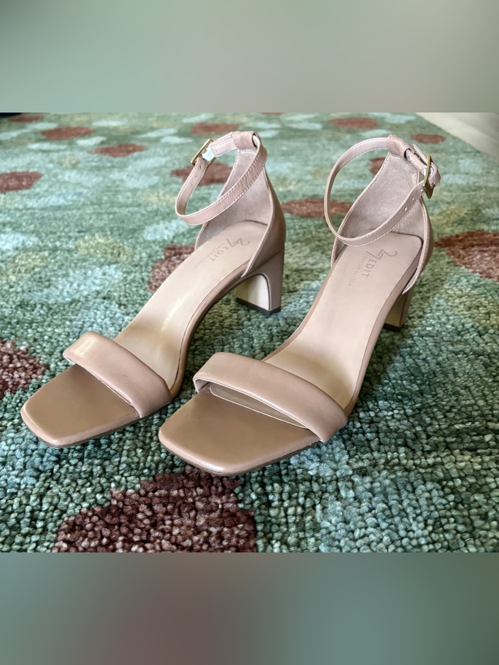 NWOT NATURALIZER 27 EDIT ANKLE STRAP HEELS 7.5 TAN LEATHER 2.5" HEEL